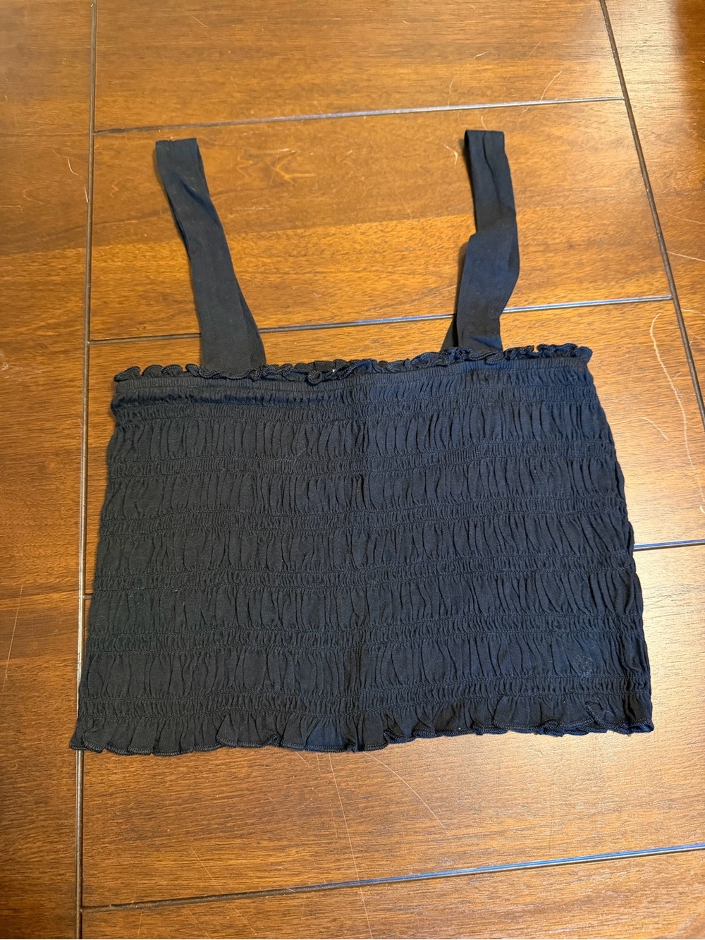 American Eagle Outfitters Black Smocked Crop Tank